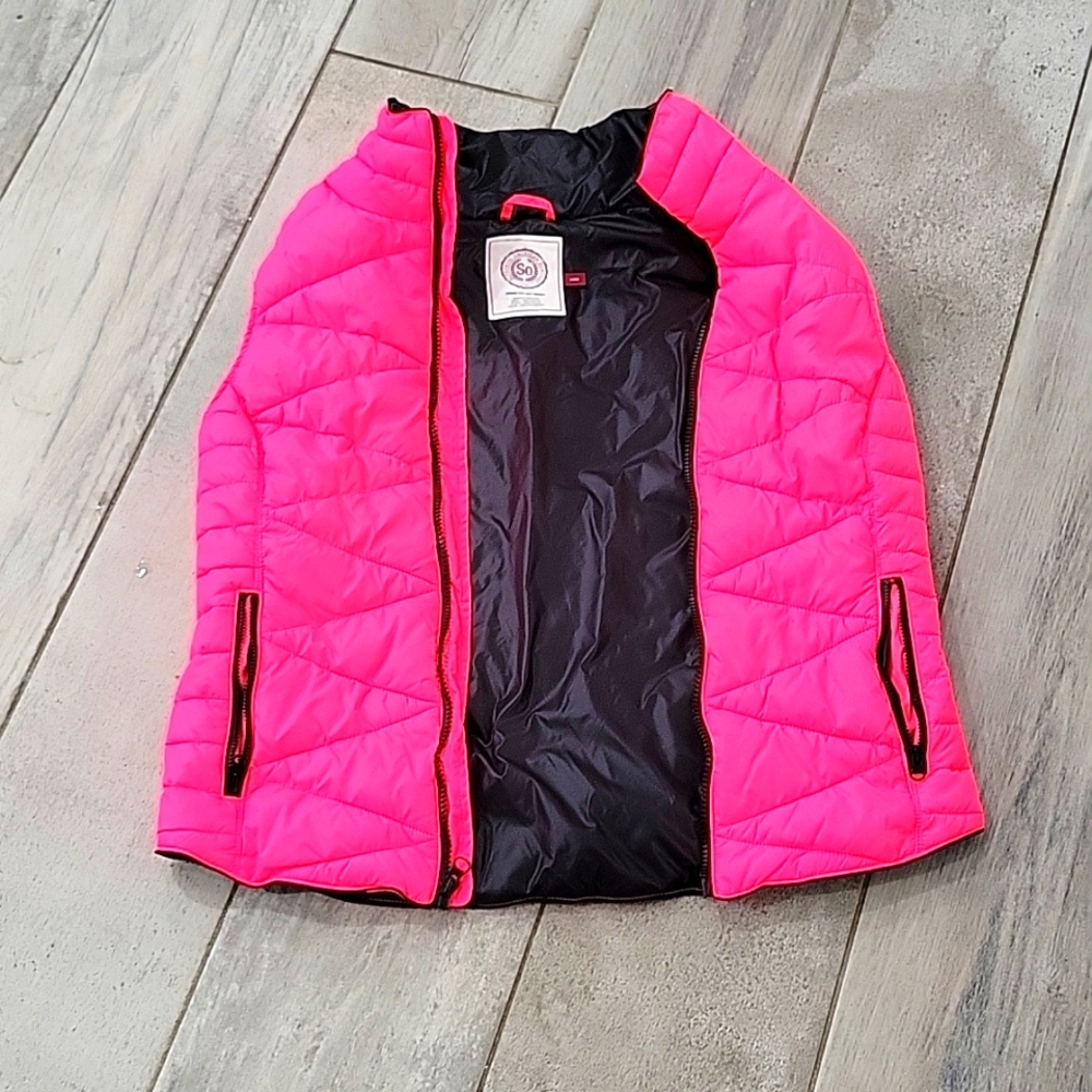 SO vest neon pink jacket  with zip-up pockets size large #cj
